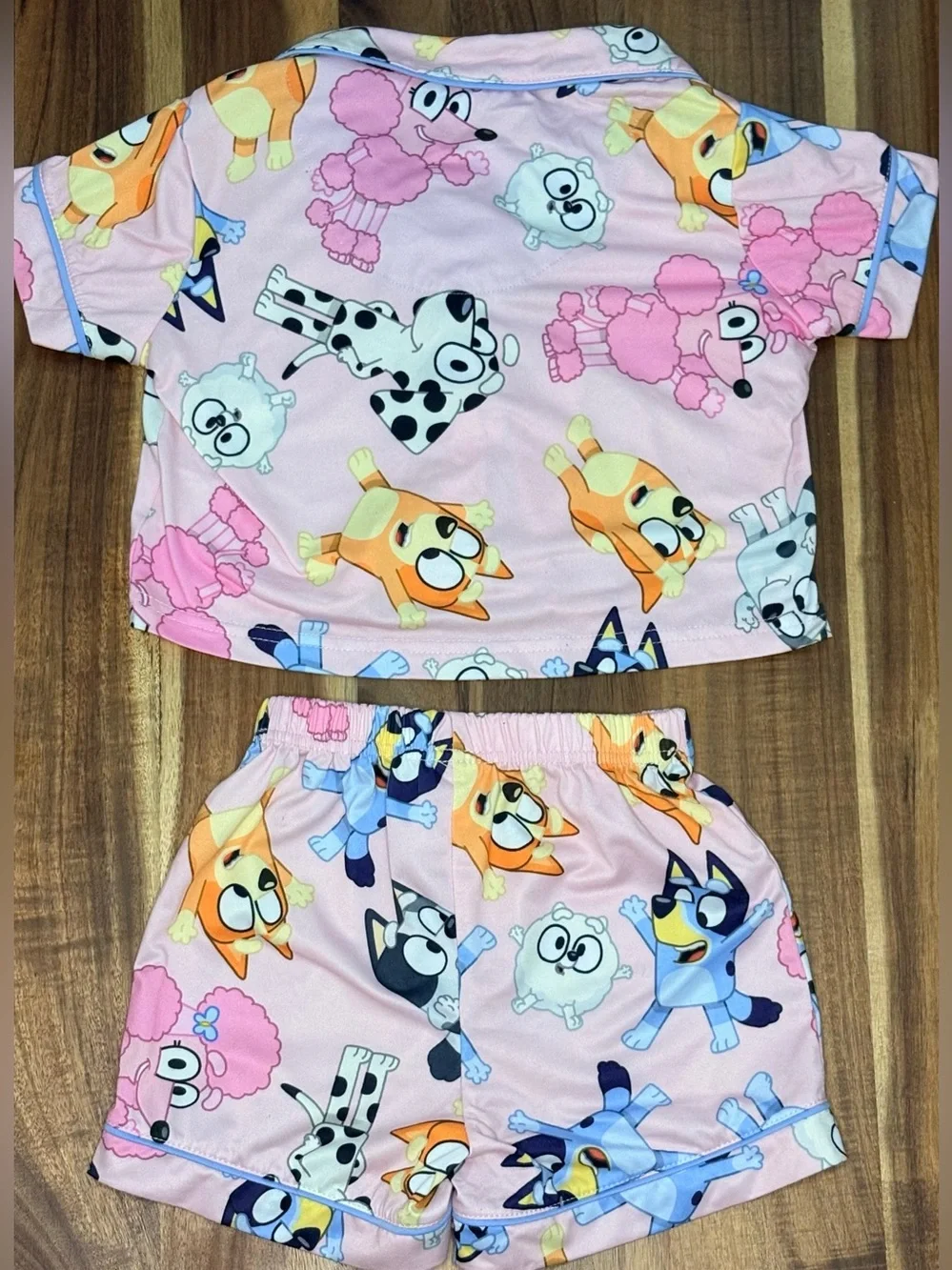 Bluey Girls Pajama Set XS 4/5 Pink Button Front Short Sleeve Shorts